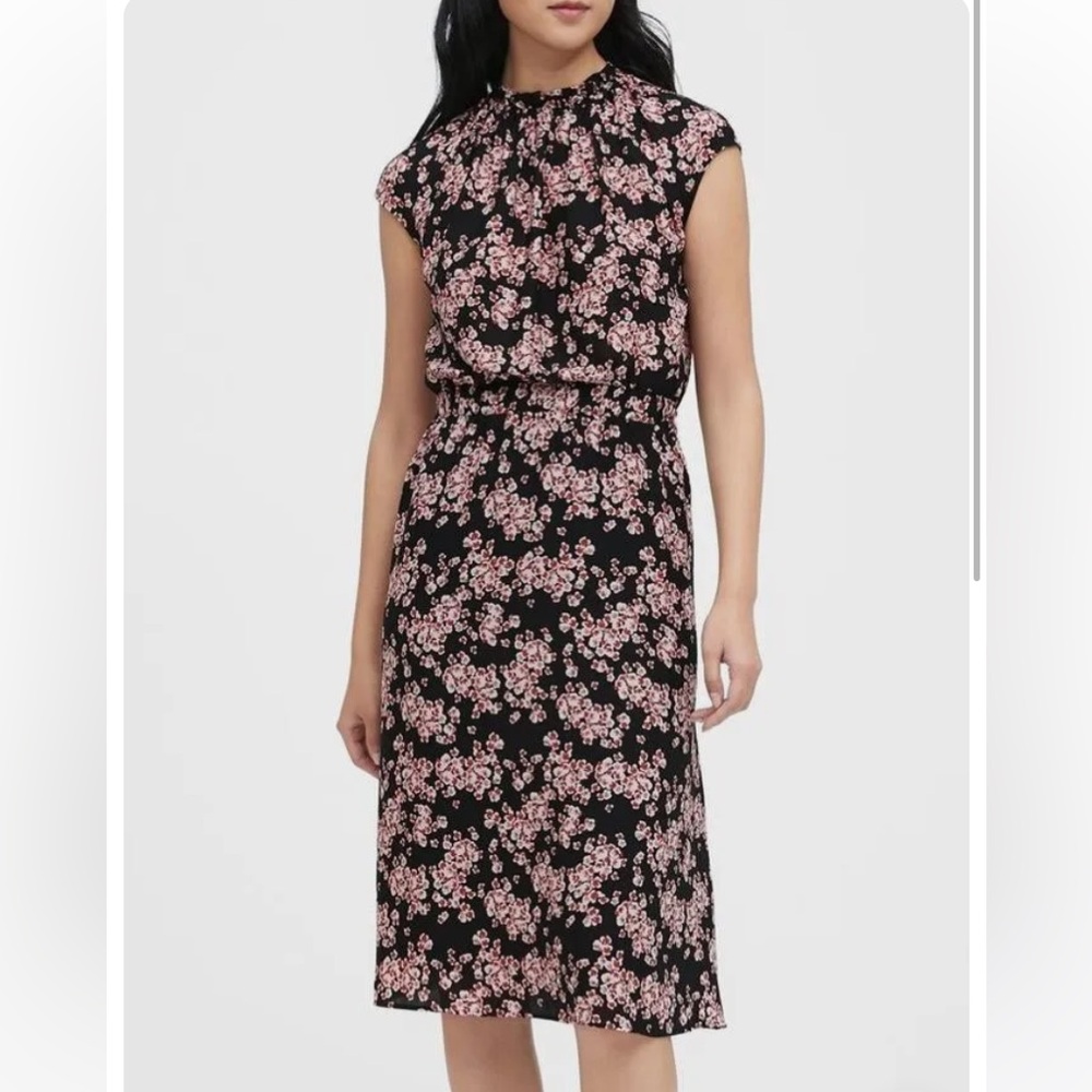 Banana Republic Navy Floral Midi Dress - Picture 12 of 12